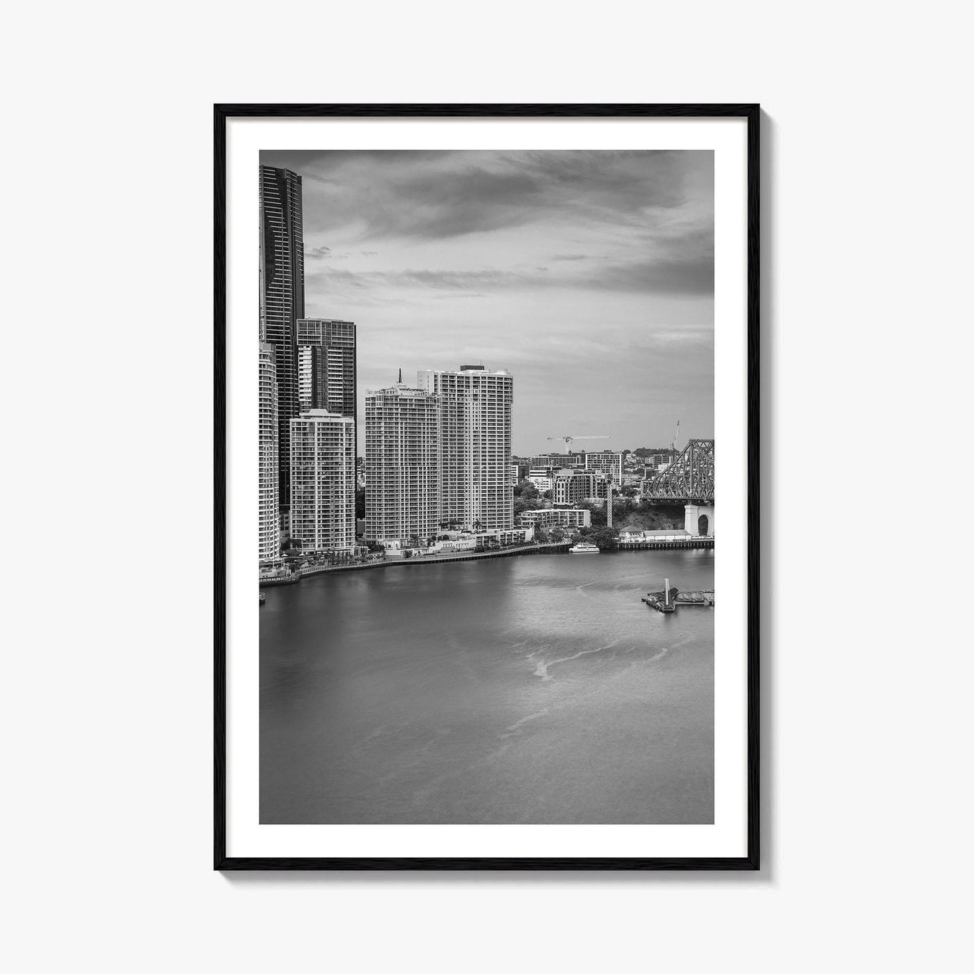 Brisbane Skyline Black and White Fine Art Photo Print, Wall Poster, Queensland Australia