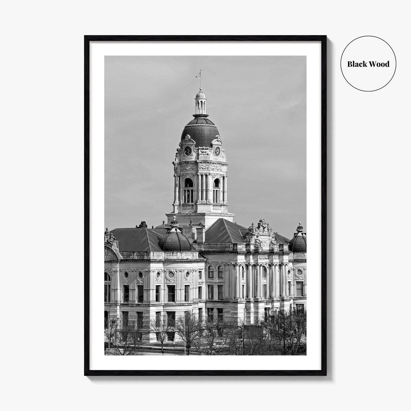 Evansville Indiana Black and White Fine Art Photo Print, Old Courthouse Poster, USA Poster