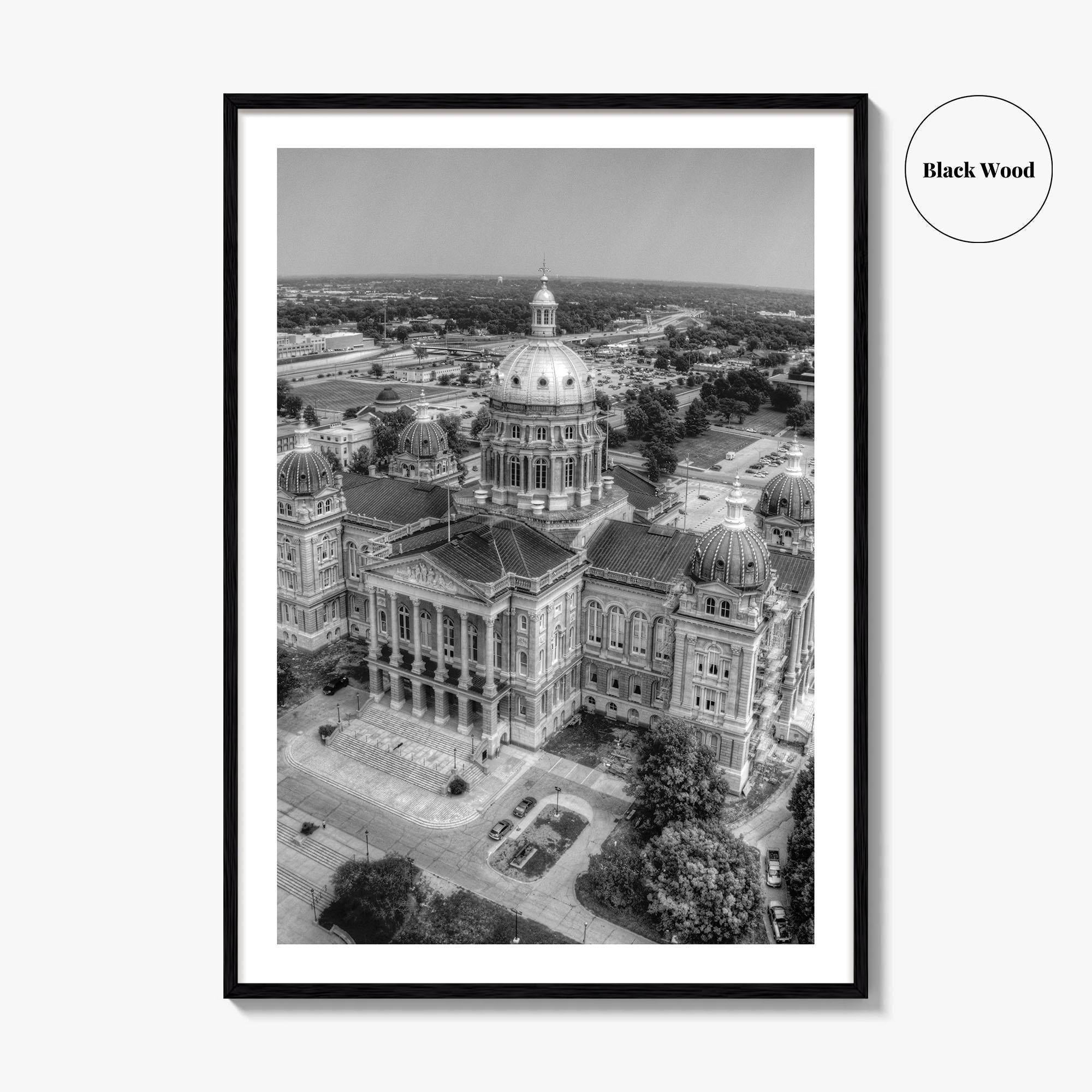 Des Moines Black and White Fine Art Photo Print, Iowa Wall Decor, USA Poster