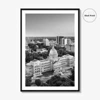 Jackson Mississippi Skyline Black and White Fine Art Photo Print, Poster, USA