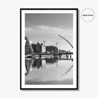 Dublin Black and White Fine Art Photo Print, River Liffey, Samuel Beckett Bridge, Ireland