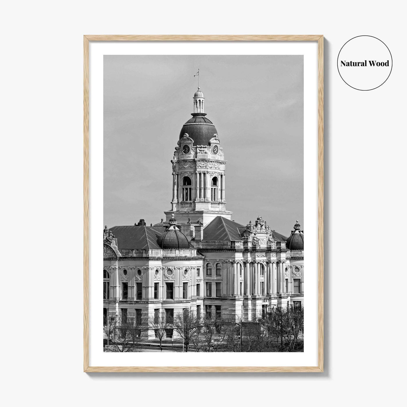 Evansville Indiana Black and White Fine Art Photo Print, Old Courthouse Poster, USA Poster