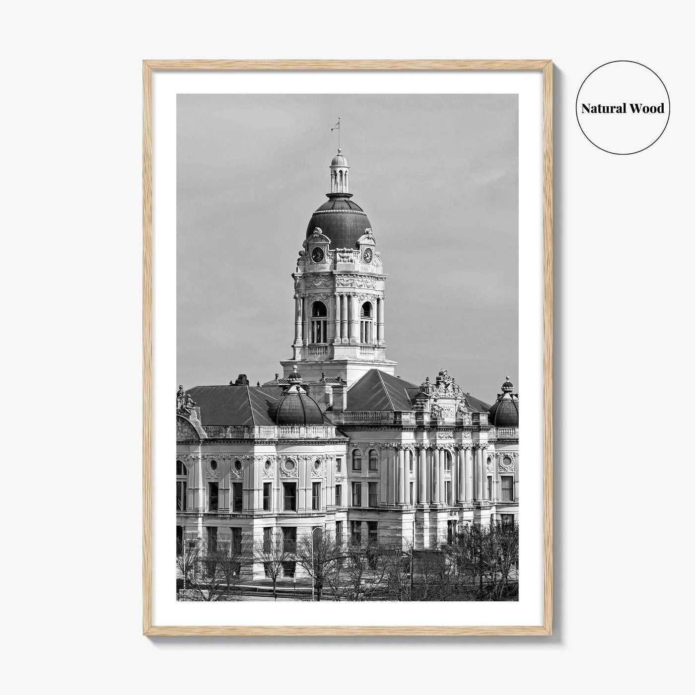 Evansville Indiana Black and White Fine Art Photo Print, Old Courthouse Poster, USA Poster