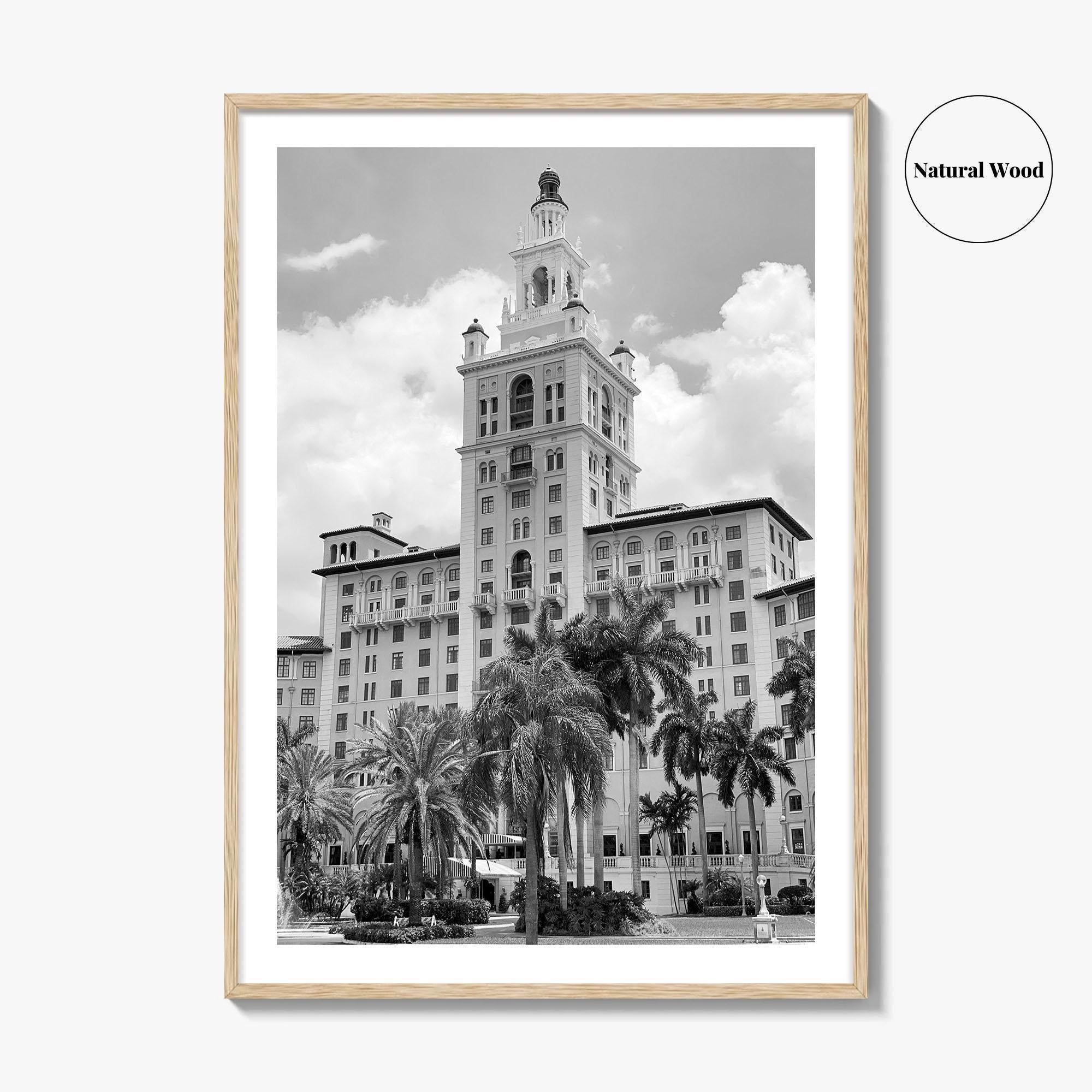 Coral Gables Black and White Fine Art Photo Print, Biltmore Hotel Miami Poster