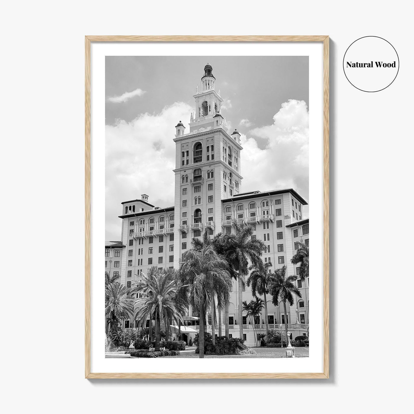 Coral Gables Black and White Fine Art Photo Print, Biltmore Hotel Miami Poster
