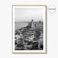 Guayaquil Skyline Black and White Fine Art Photo Print, Guayas River, Ecuador Wall Poster