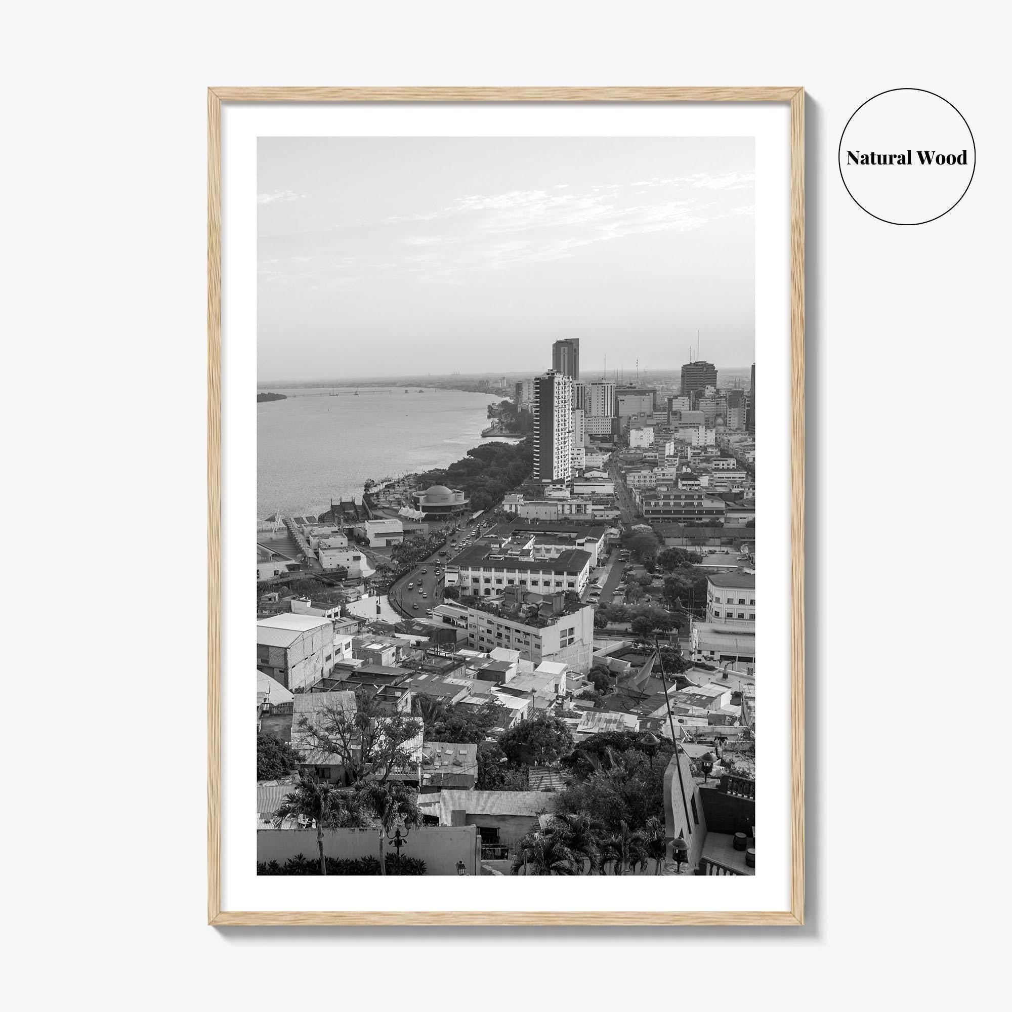 Guayaquil Skyline Black and White Fine Art Photo Print, Guayas River, Ecuador Wall Poster
