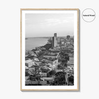 Guayaquil Skyline Black and White Fine Art Photo Print, Guayas River, Ecuador Wall Poster