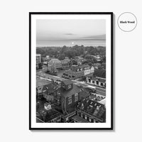 Leesburg Black and White Fine Art Photo Print, Market Station Aerial, Loudoun County Virginia