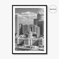 Indianapolis Skyline Black and White Fine Art Photo Print, Indiana State House Poster