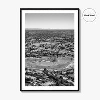 Mesa Black and White Fine Art Photo Print, Arizona USA, Aerial Golf Course, Phoenix