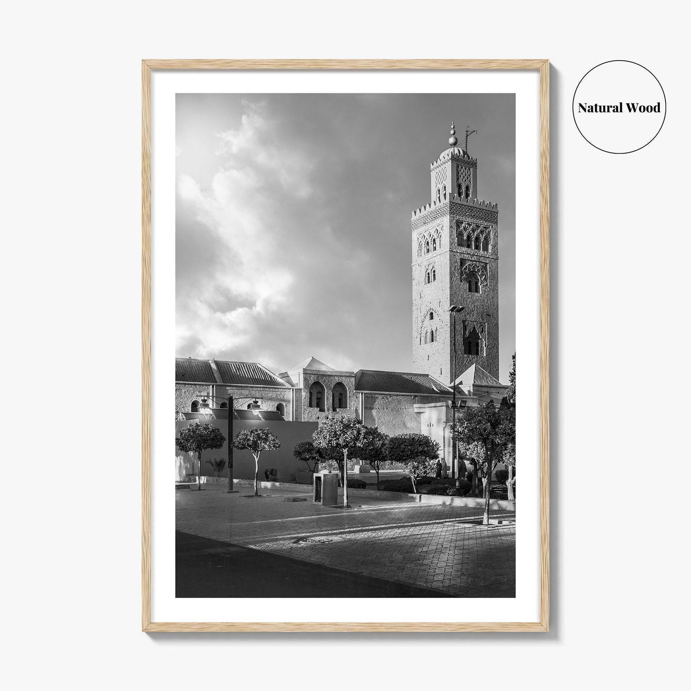 Marrakesh Black and White Fine Art Photo Print, Koutoubia Mosque Minaret, Marrakech Morocco Poster