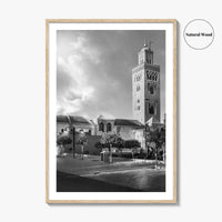 Marrakesh Black and White Fine Art Photo Print, Koutoubia Mosque Minaret, Marrakech Morocco Poster
