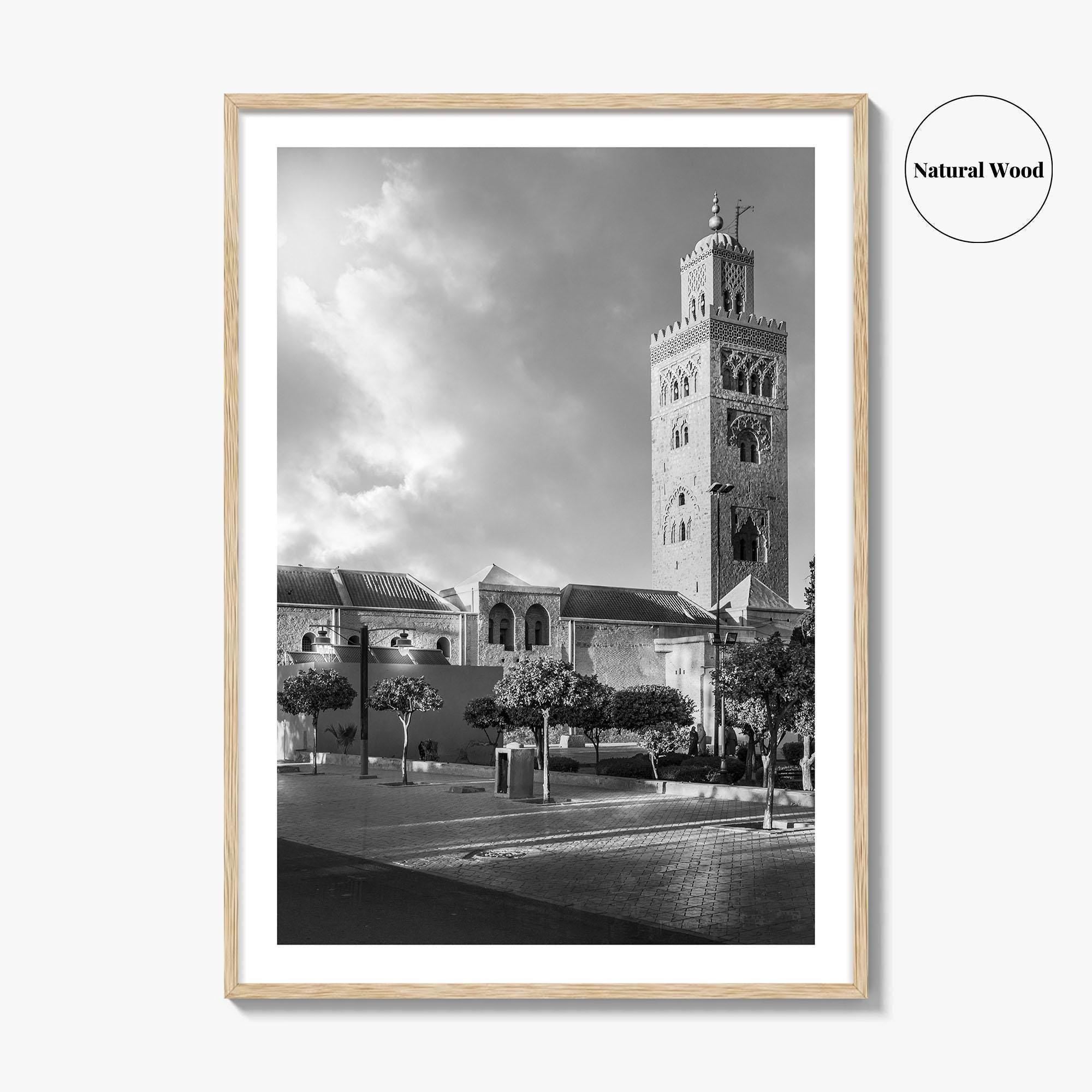 Marrakesh Black and White Fine Art Photo Print, Koutoubia Mosque Minaret, Marrakech Morocco Poster