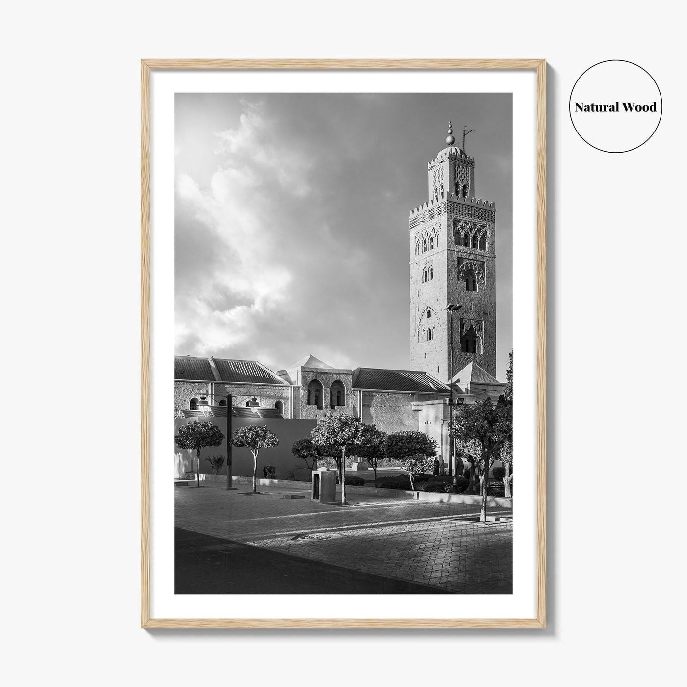 Marrakesh Black and White Fine Art Photo Print, Koutoubia Mosque Minaret, Marrakech Morocco Poster