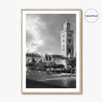 Marrakesh Black and White Fine Art Photo Print, Koutoubia Mosque Minaret, Marrakech Morocco Poster