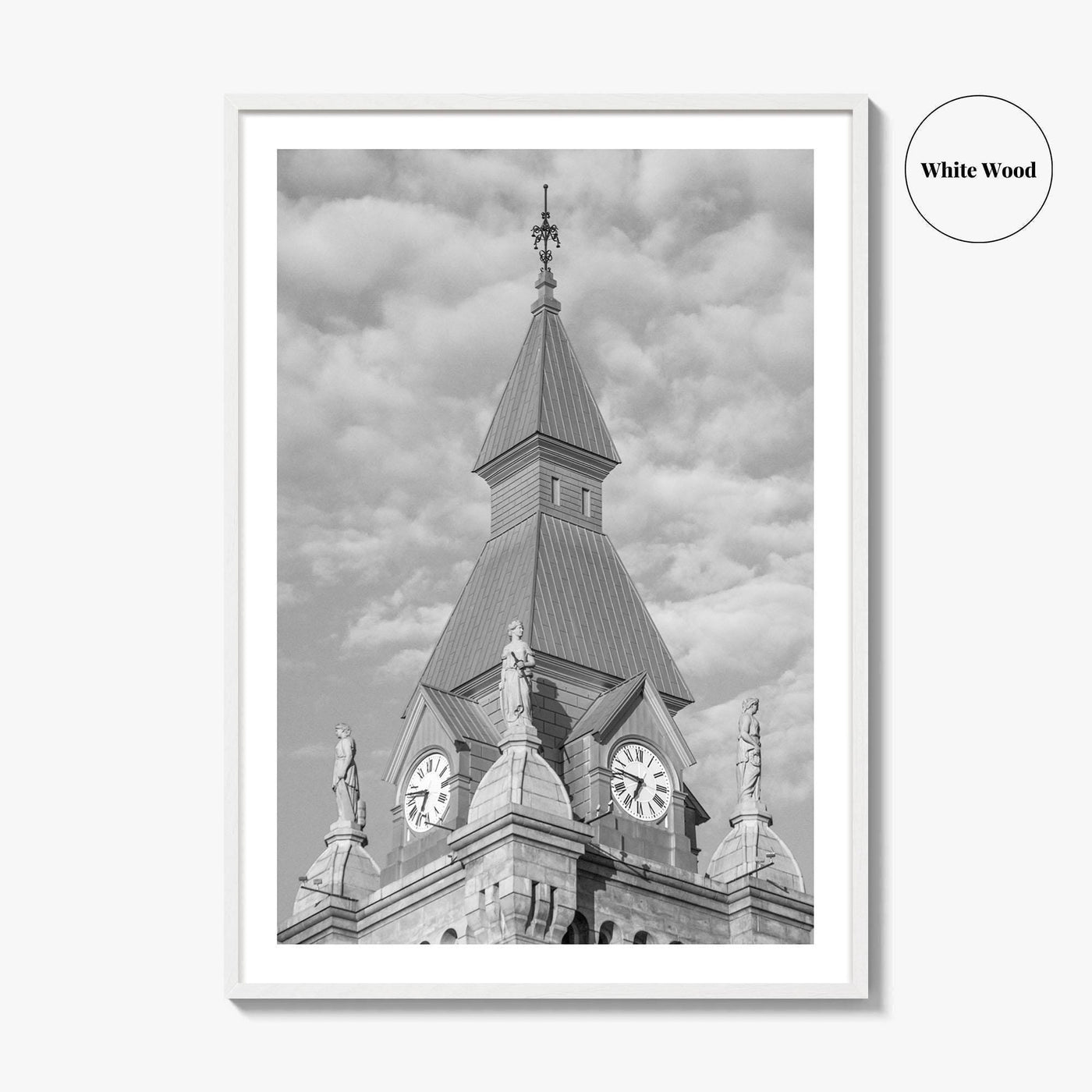 Buffalo Black and White Fine Art Photo Print, Clock Tower, New York, USA Poster