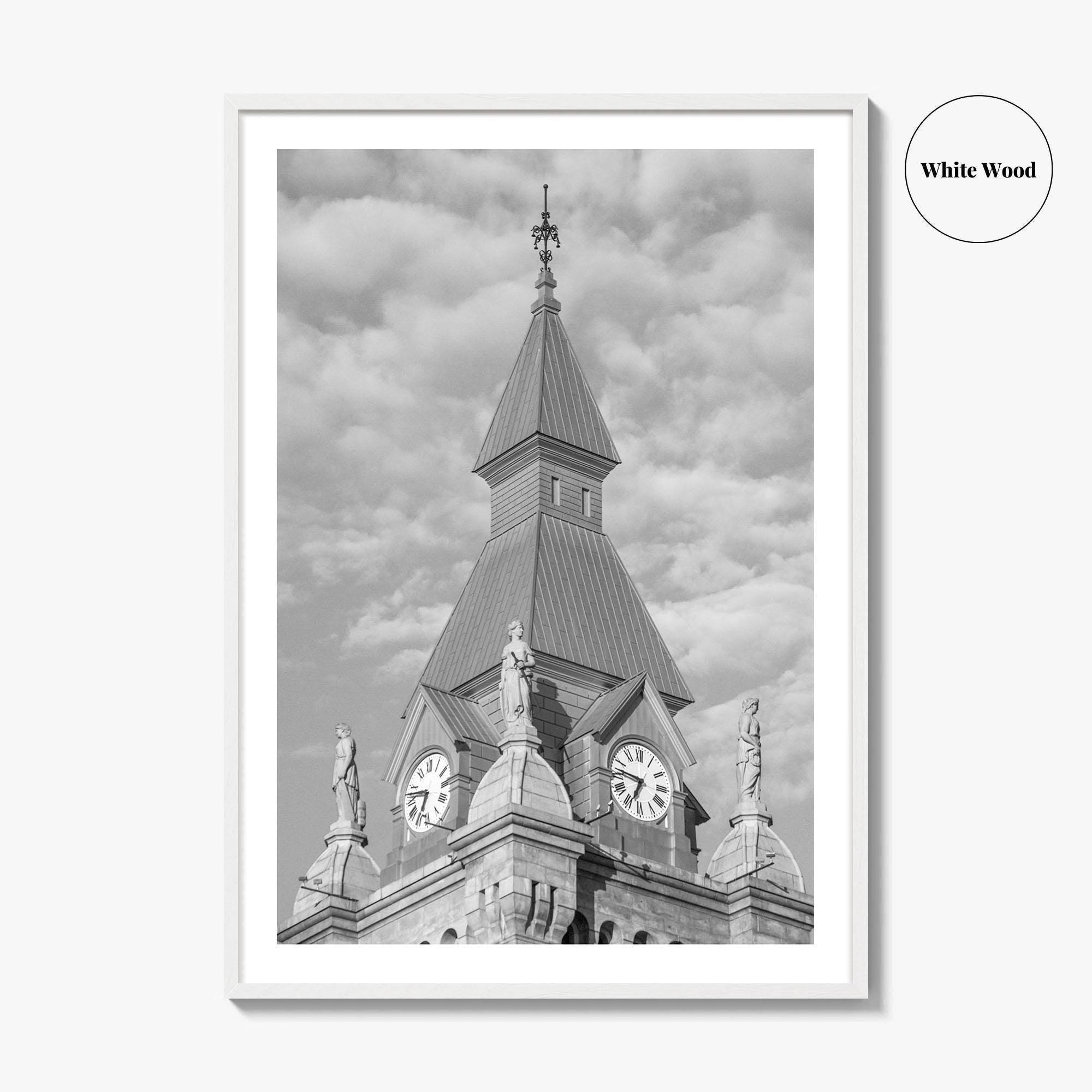 Buffalo Black and White Fine Art Photo Print, Clock Tower, New York, USA Poster