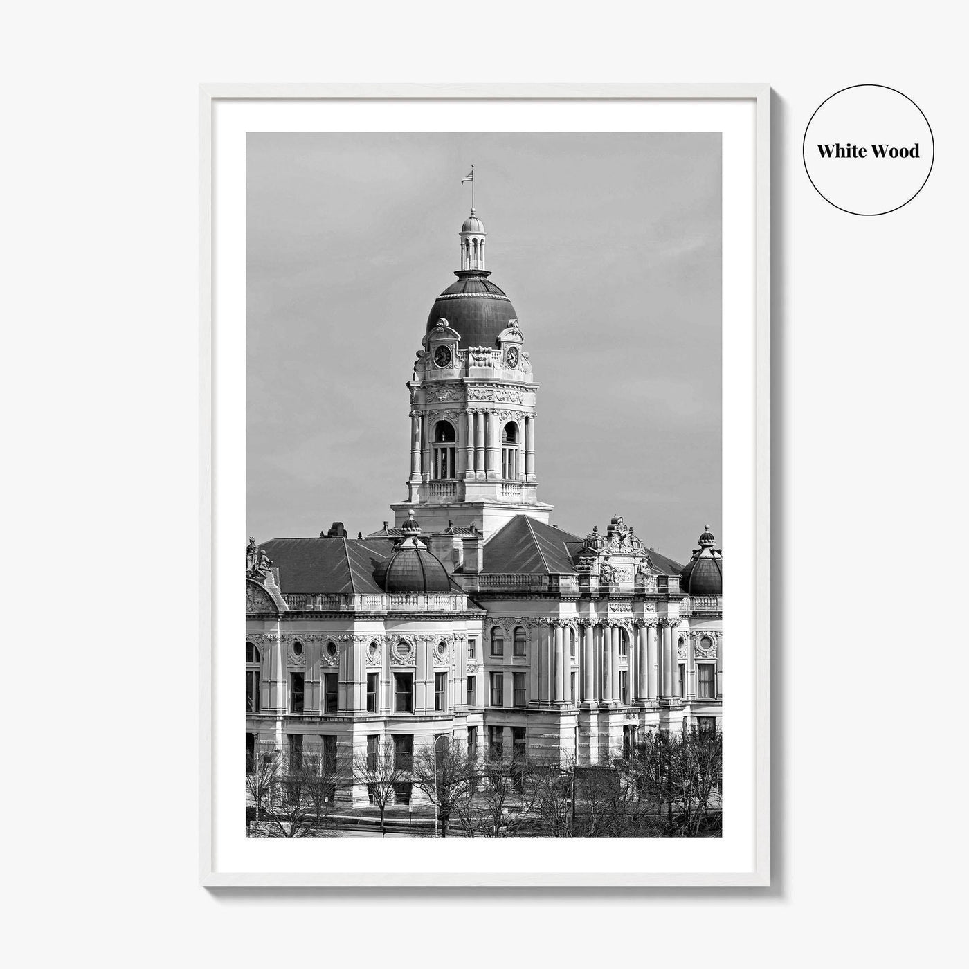 Evansville Indiana Black and White Fine Art Photo Print, Old Courthouse Poster, USA Poster