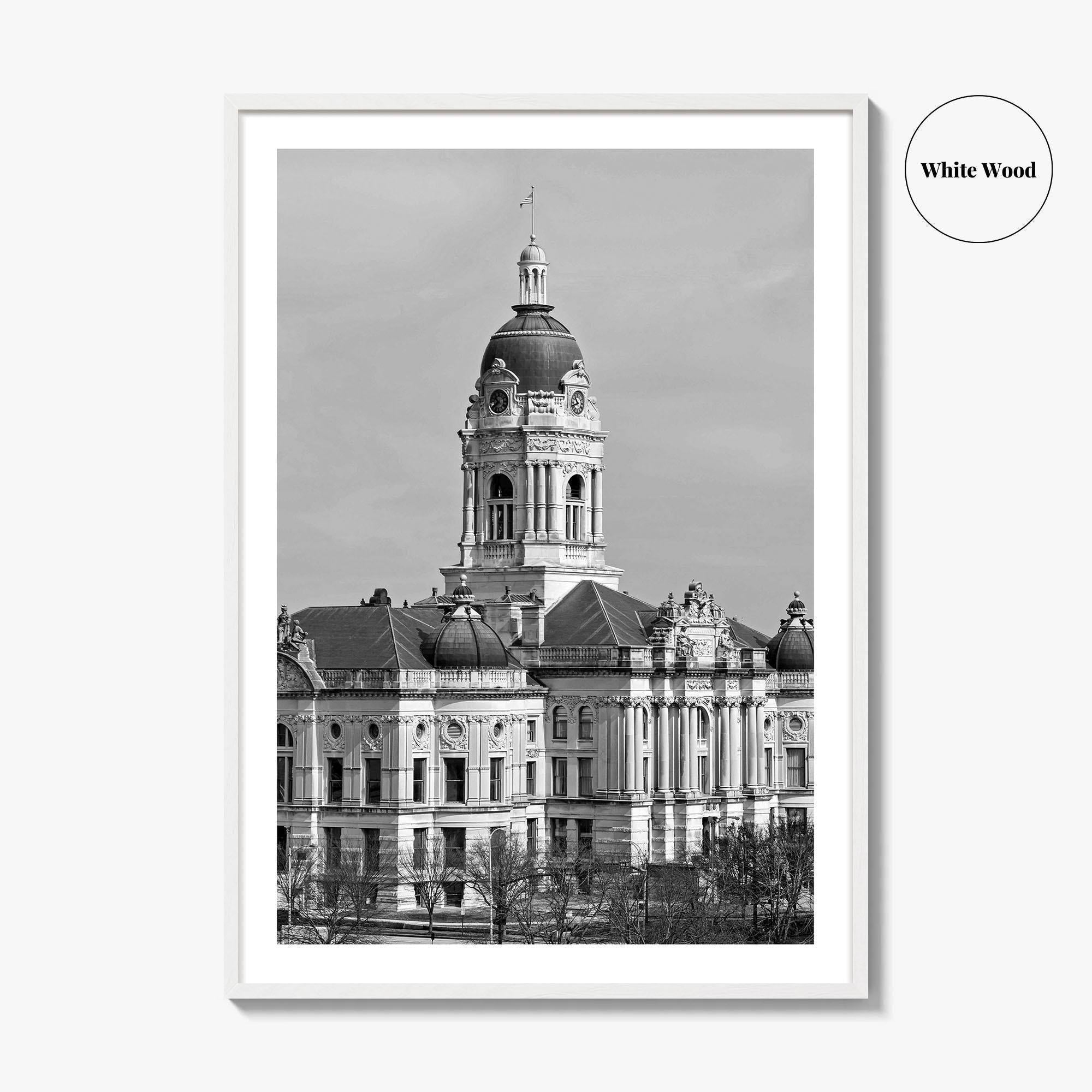 Evansville Indiana Black and White Fine Art Photo Print, Old Courthouse Poster, USA Poster