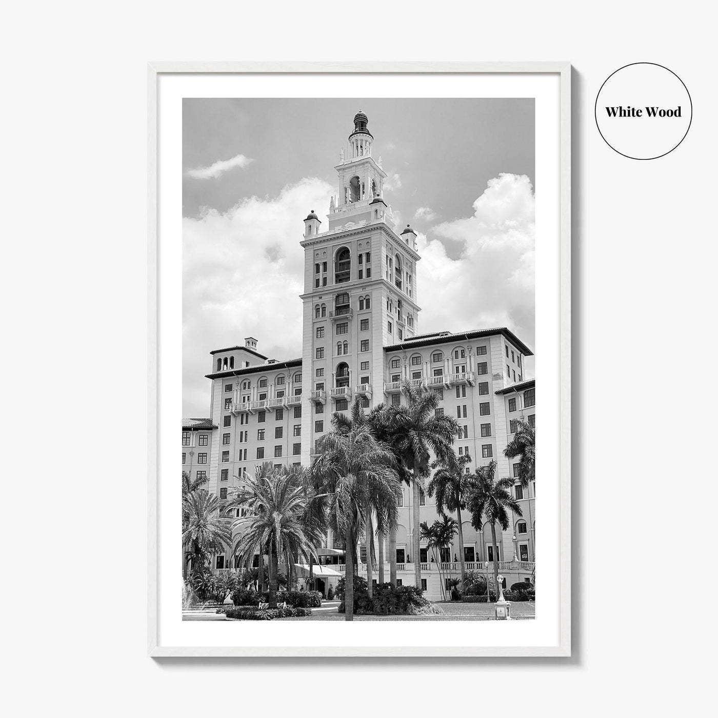 Coral Gables Black and White Fine Art Photo Print, Biltmore Hotel Miami Poster