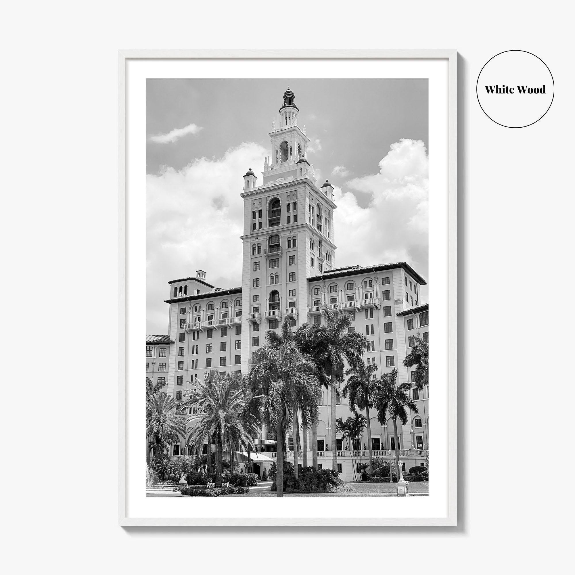Coral Gables Black and White Fine Art Photo Print, Biltmore Hotel Miami Poster
