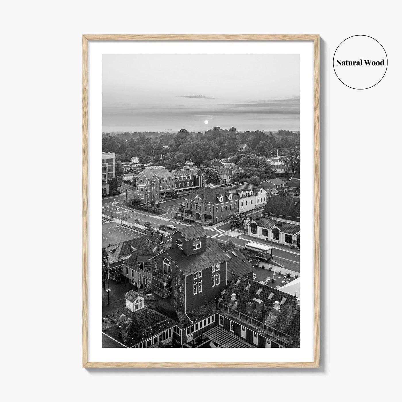 Leesburg Black and White Fine Art Photo Print, Market Station Aerial, Loudoun County Virginia