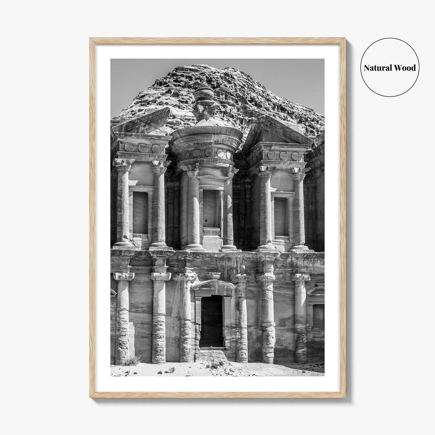 Petra Black and White Fine Art Photo Print, Monastery, Jordan Wall Poster
