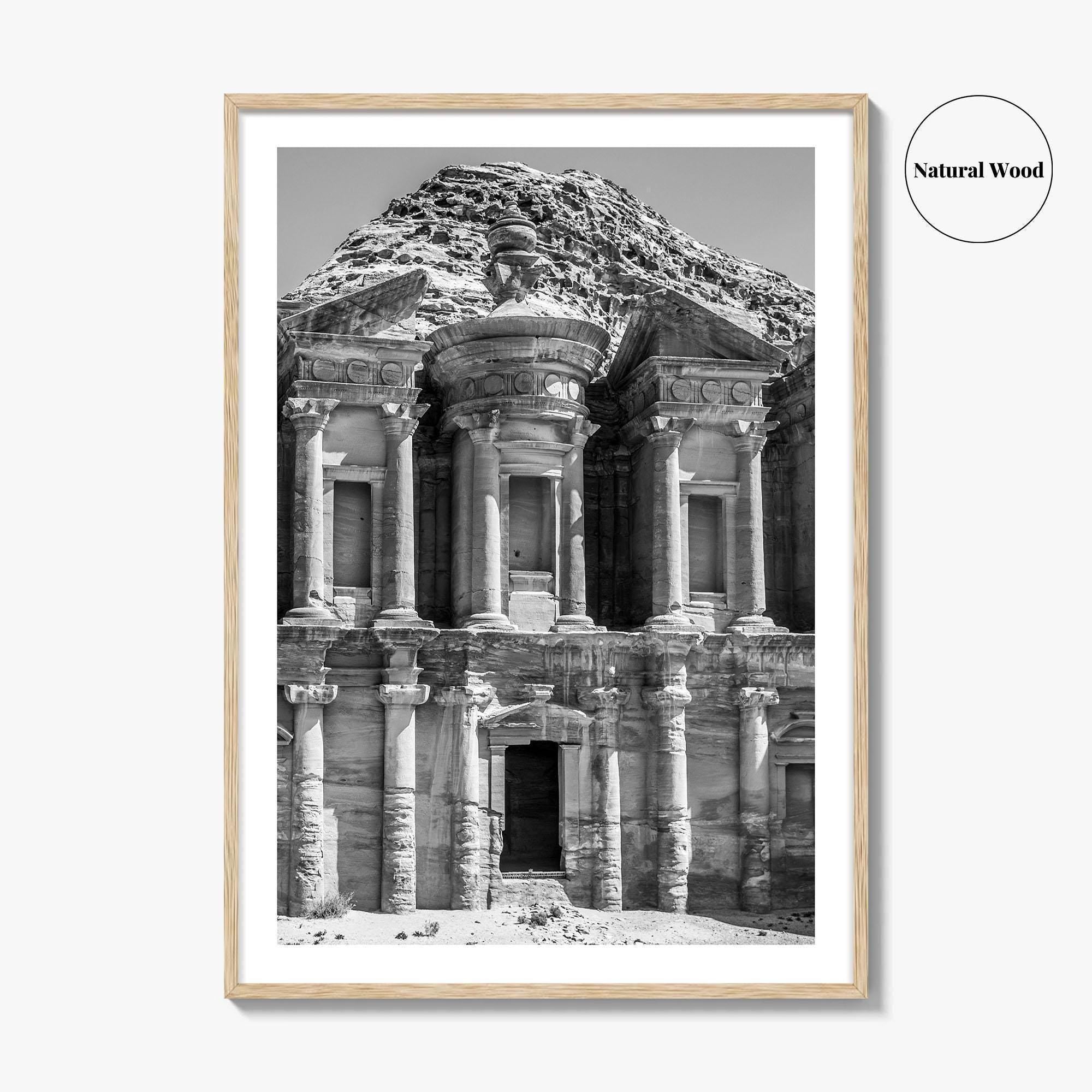 Petra Black and White Fine Art Photo Print, Monastery, Jordan Wall Poster