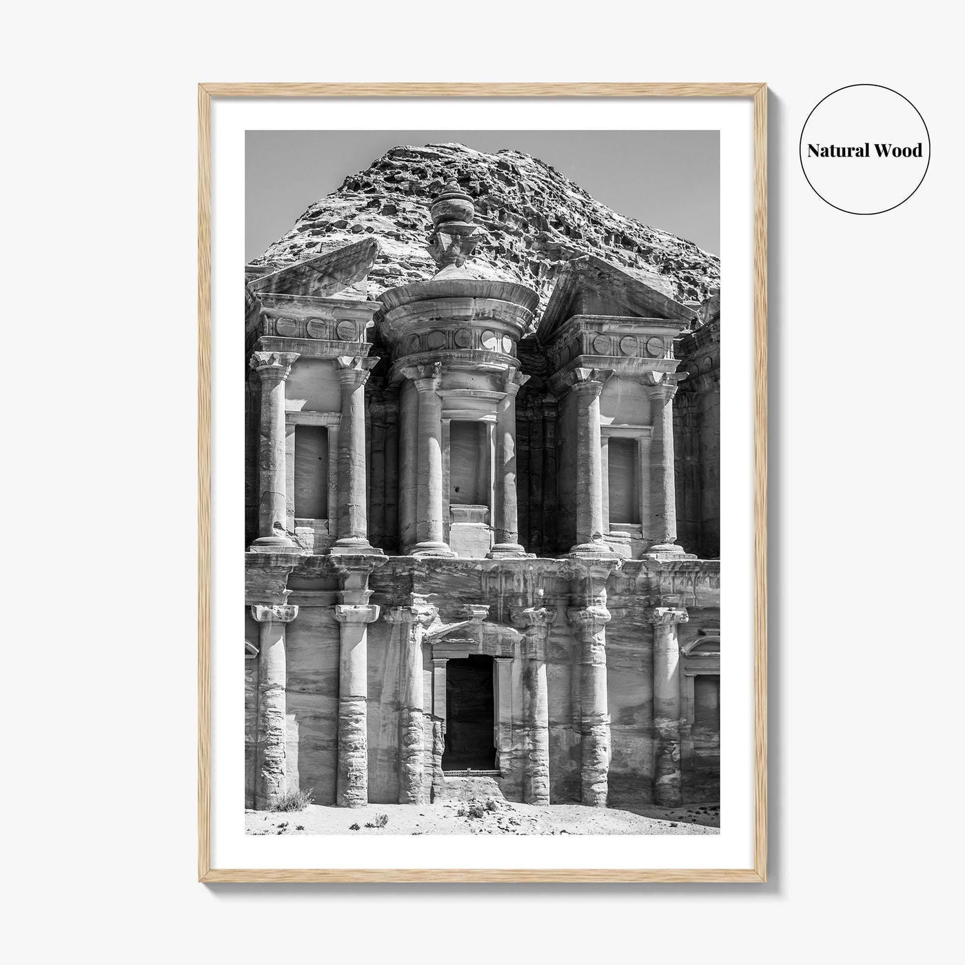 Petra Black and White Fine Art Photo Print, Monastery, Jordan Wall Poster