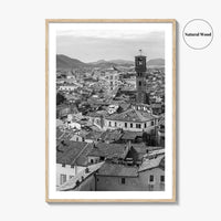 Lucca Black and White Fine Art Photo Print, Tuscany Italy Guinigi Tower View Poster
