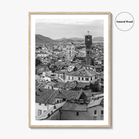 Lucca Black and White Fine Art Photo Print, Tuscany Italy Guinigi Tower View Poster