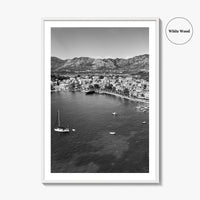 Cavtat Black and White Fine Art Photo Print, Old Town, Dubrovnik, Croatia Wall Poster