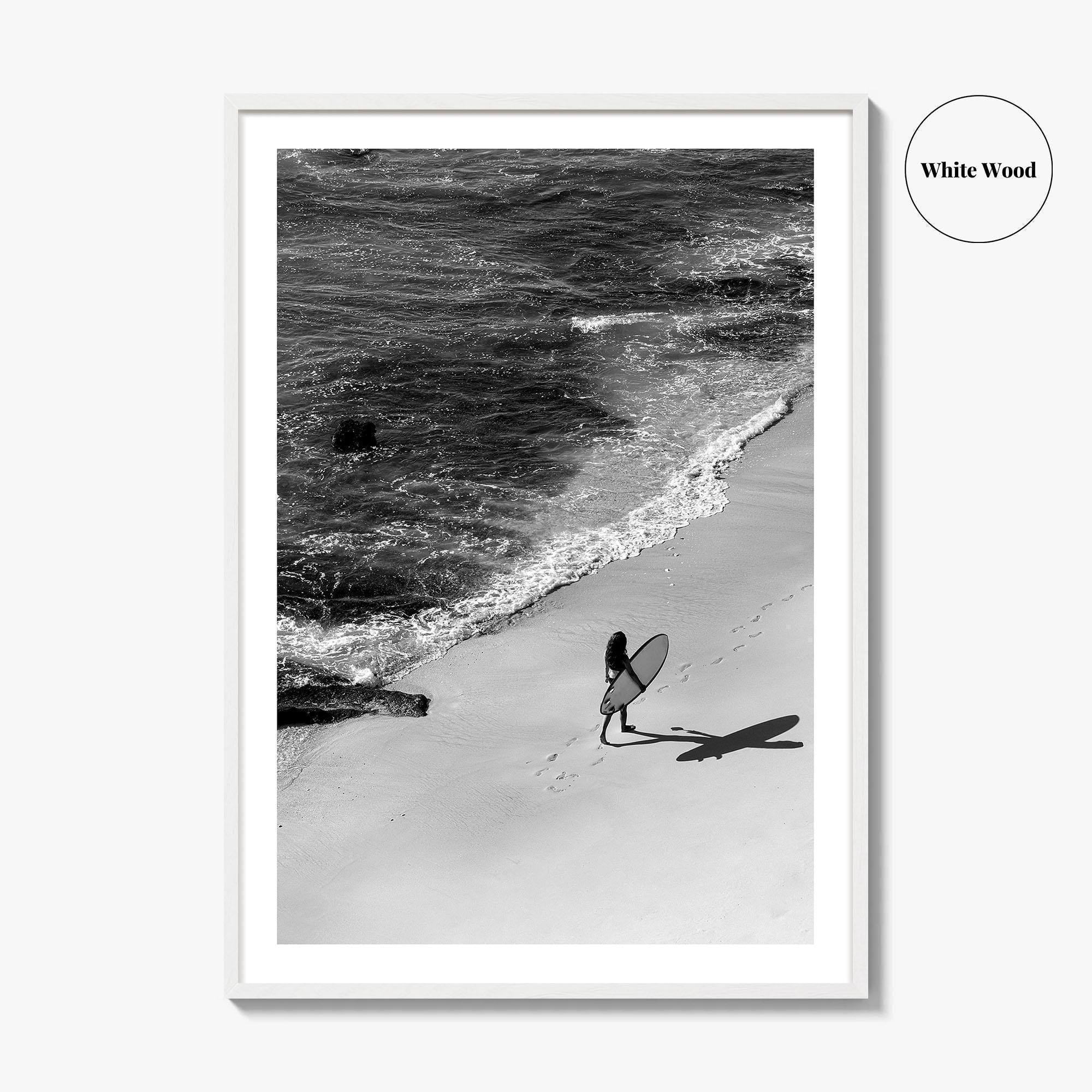 Bali Black and White Fine Art Photo Print, Indonesia Surf Beach Wall Decor Poster
