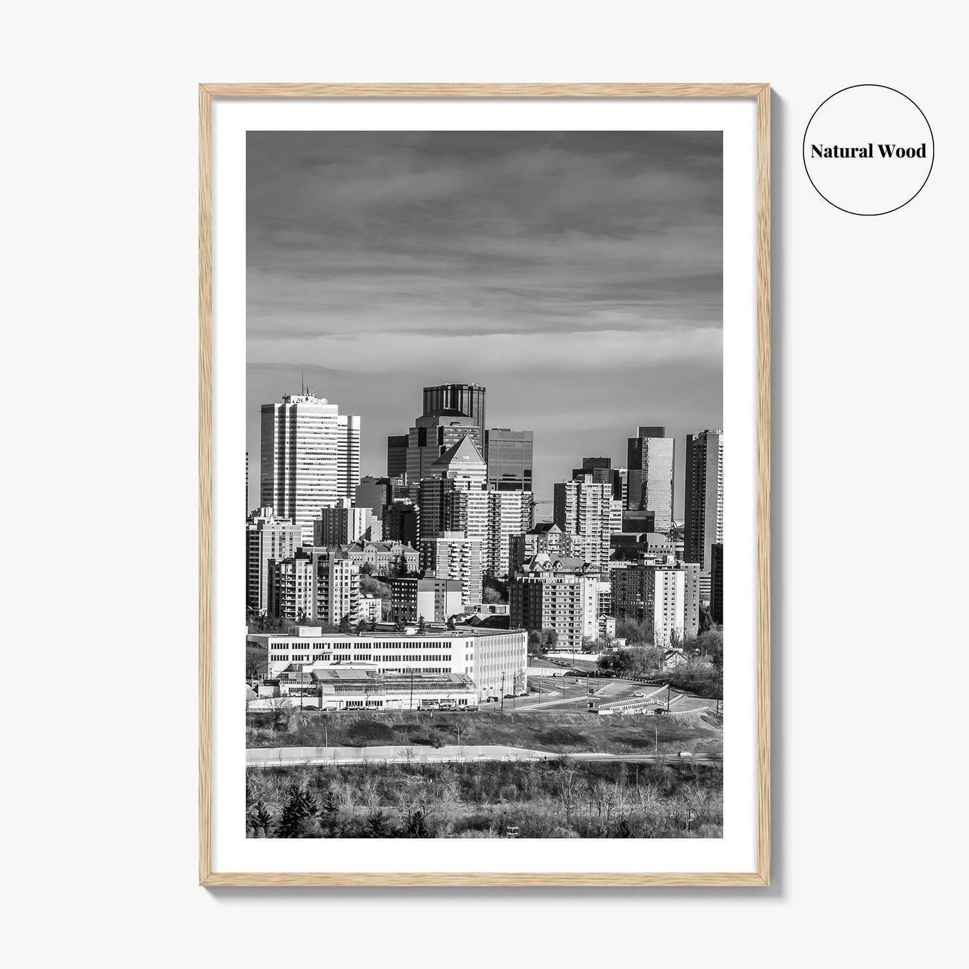 Edmonton Skyline Black and White Fine Art Photo Print, Alberta Canada Wall Decor Poster