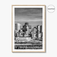 Edmonton Skyline Black and White Fine Art Photo Print, Alberta Canada Wall Decor Poster