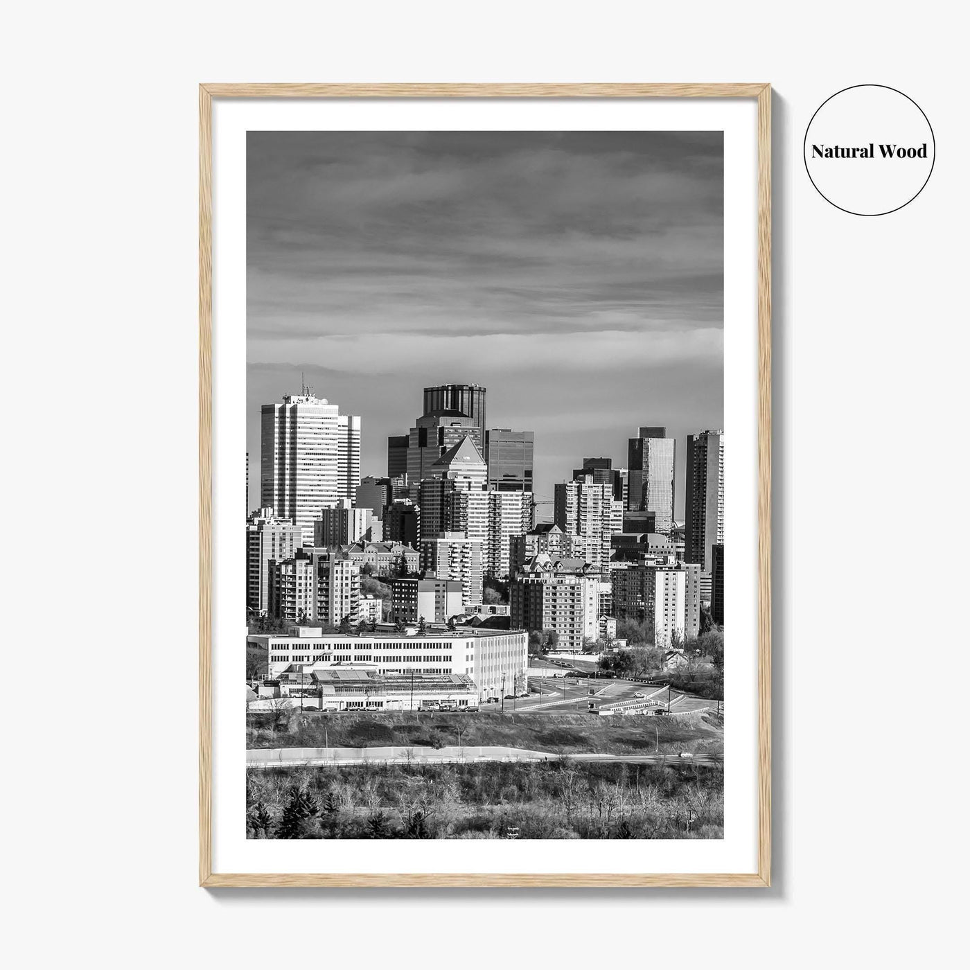 Edmonton Skyline Black and White Fine Art Photo Print, Alberta Canada Wall Decor Poster