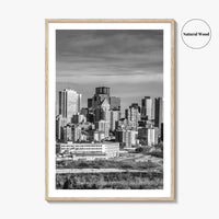 Edmonton Skyline Black and White Fine Art Photo Print, Alberta Canada Wall Decor Poster