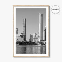 Guangzhou Skyline Black and White Fine Art Photo Print, Pearl River, Guangdong China Poster