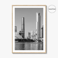 Guangzhou Skyline Black and White Fine Art Photo Print, Pearl River, Guangdong China Poster