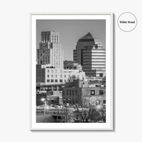 Durham North Carolina Skyline Black and White Fine Art Photo Print, Downtown Poster, USA