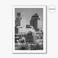 Durham North Carolina Skyline Black and White Fine Art Photo Print, Downtown Poster, USA