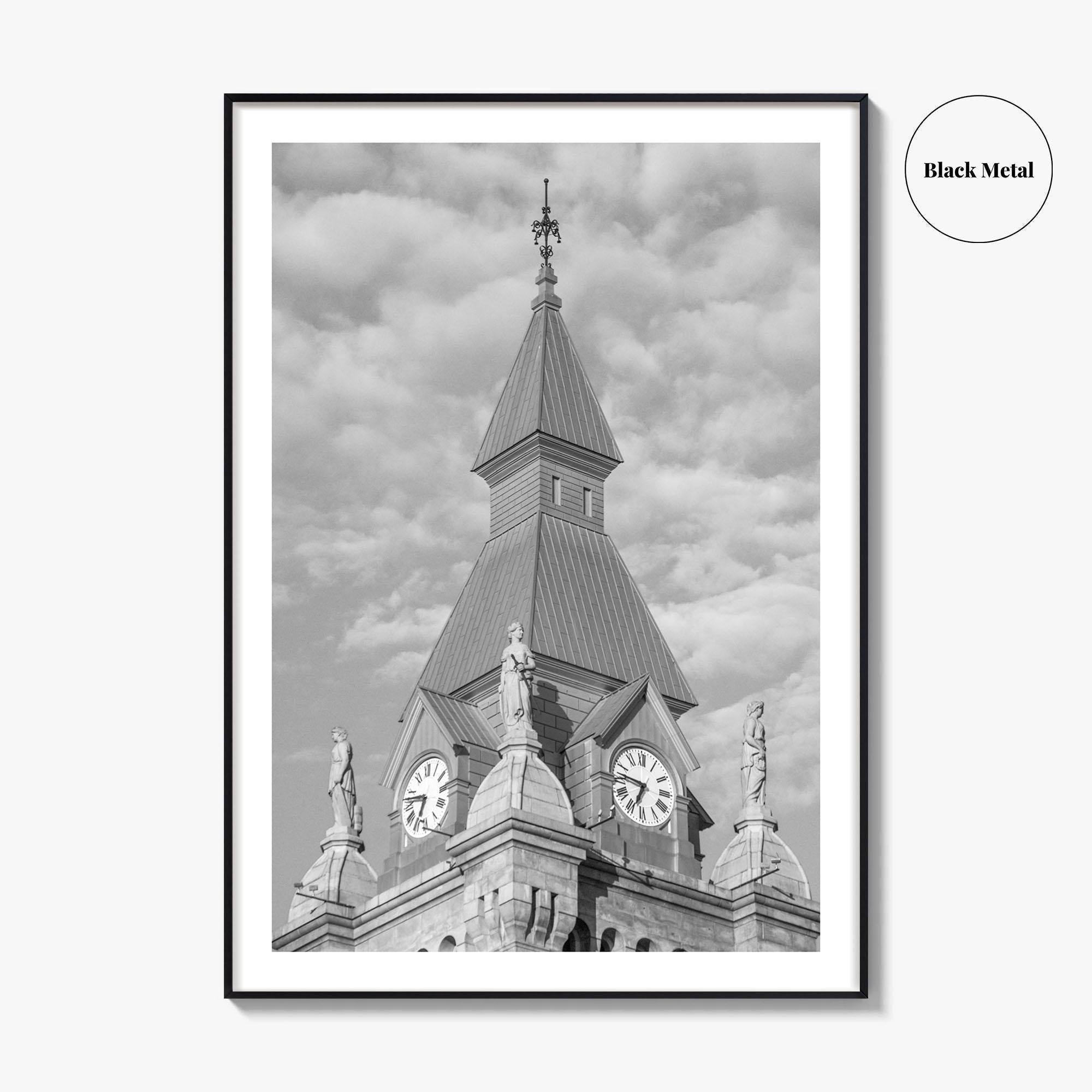 Buffalo Black and White Fine Art Photo Print, Clock Tower, New York, USA Poster
