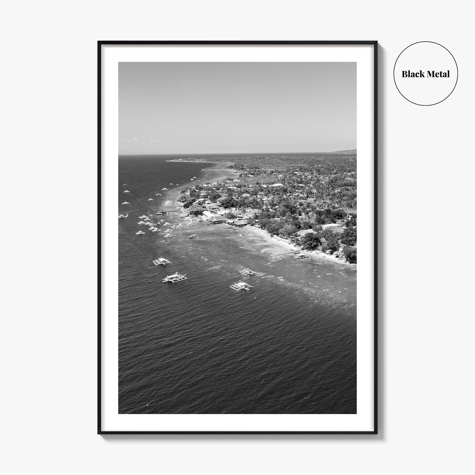 Cebu Island Black and White Fine Art Photo Print, Moalboal Boats Reef Philippines Poster