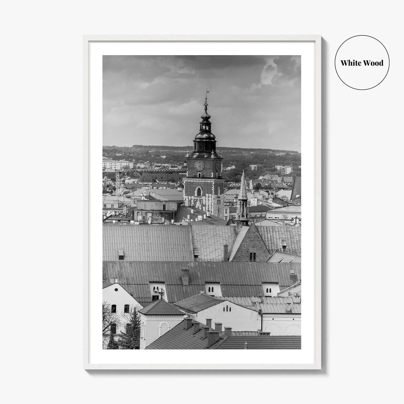Krakow Black and White Fine Art Photo Print, Poland City View, Wall Decor, Poster