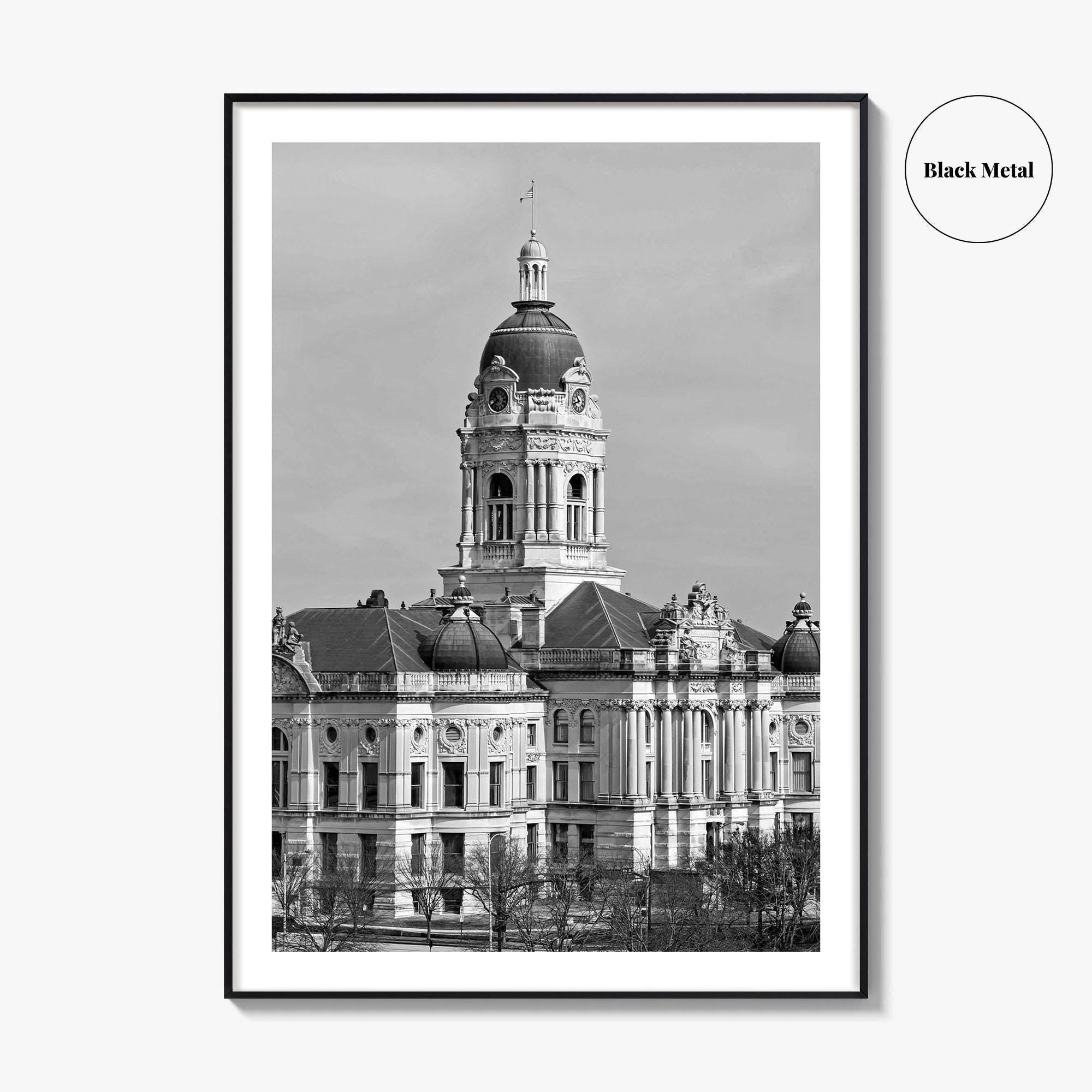 Evansville Indiana Black and White Fine Art Photo Print, Old Courthouse Poster, USA Poster