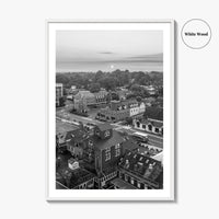 Leesburg Black and White Fine Art Photo Print, Market Station Aerial, Loudoun County Virginia