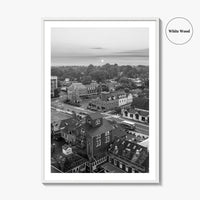 Leesburg Black and White Fine Art Photo Print, Market Station Aerial, Loudoun County Virginia
