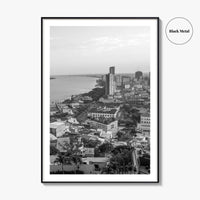 Guayaquil Skyline Black and White Fine Art Photo Print, Guayas River, Ecuador Wall Poster