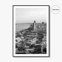 Guayaquil Skyline Black and White Fine Art Photo Print, Guayas River, Ecuador Wall Poster